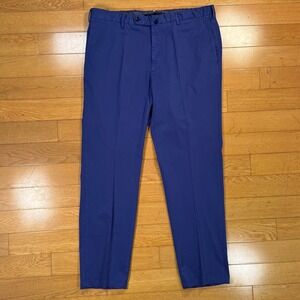 Incotex Mens Royal Blue Classic Fit Pattern B High Comfort Trousers Size 38x31